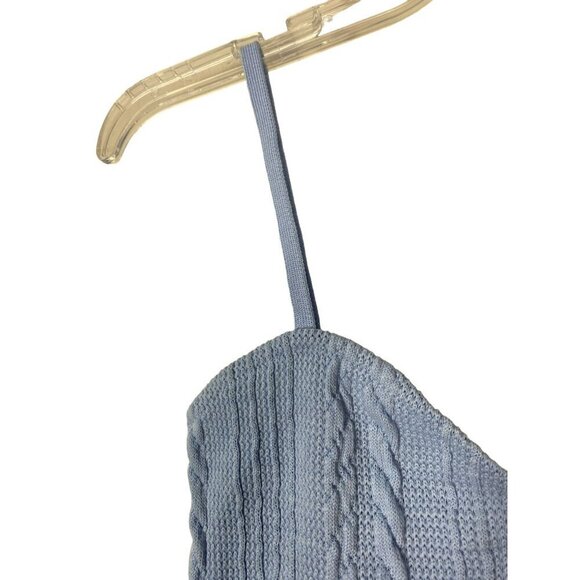 ZARA Women's Cable Knit Crop Top Tank Baby Blue Size Small NWT - Picture 7 of 16